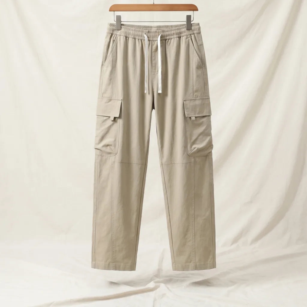 Poul Drawstring Cargo Pants - Color:Khaki;Size:S