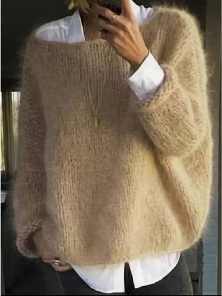 Pruitt | Women's Oversized Knitted Jumper  - Size:XS;Color:Khaki