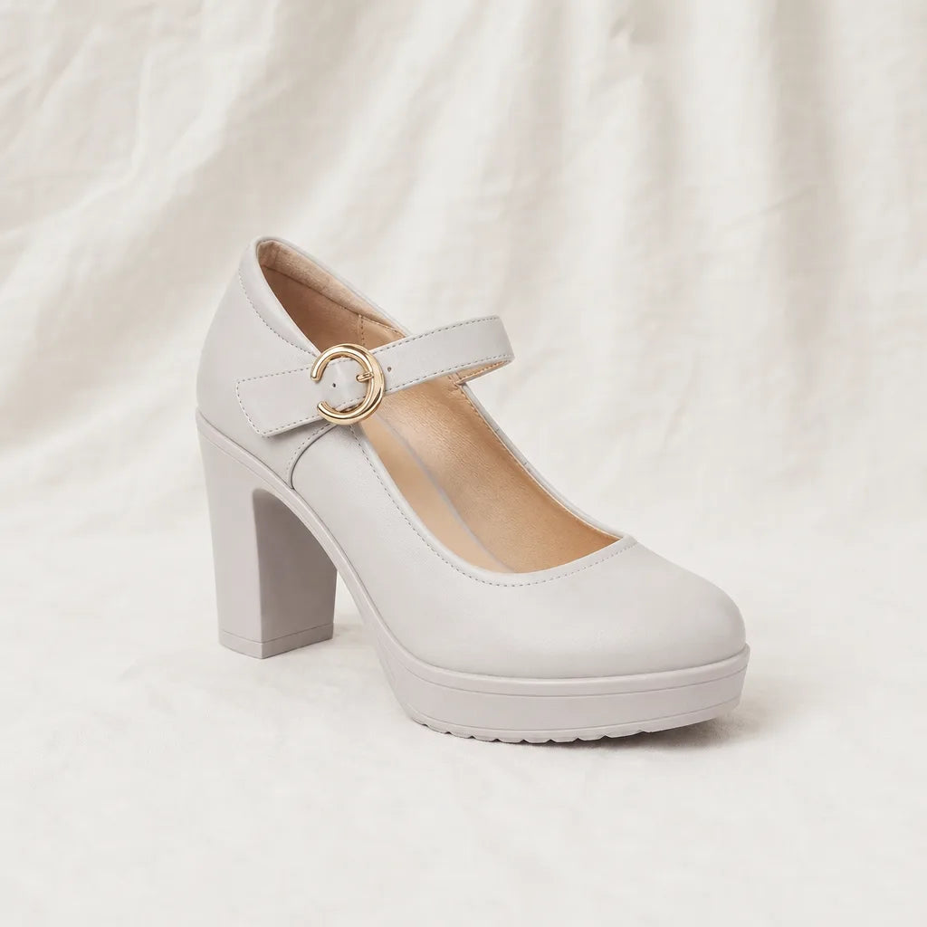 Beige Celeste Round-Toe Heels (Copy) 6