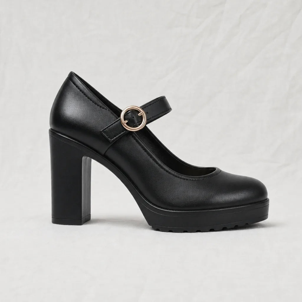 Raina Block Heel Pumps - Color:Black;Size:35