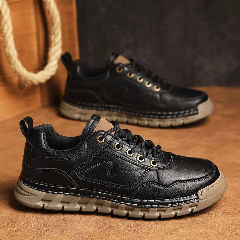 Men's Black Rayburn | Men's Leather Trainers