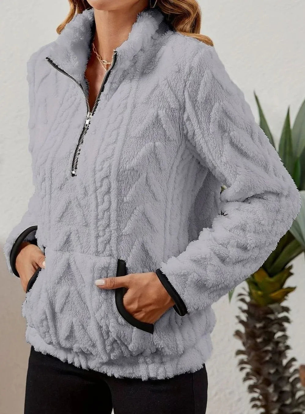 Cozy Fleece Half-Zip Sweater Grey3.webp