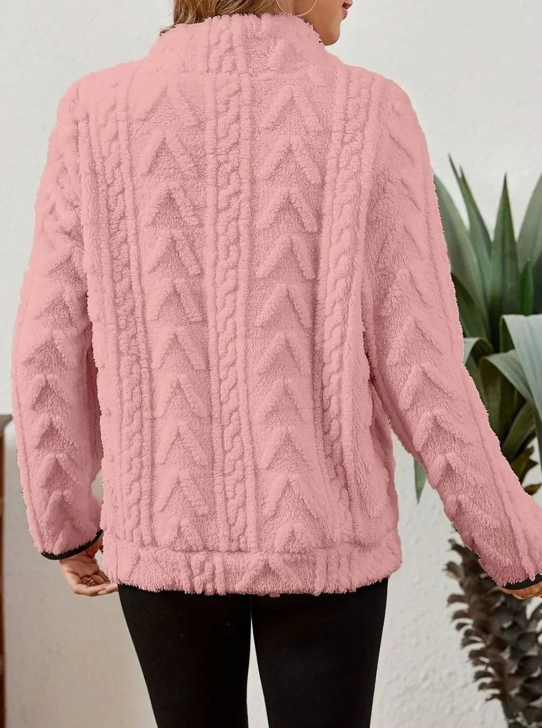Cozy Fleece Half-Zip Sweater Pink.webp