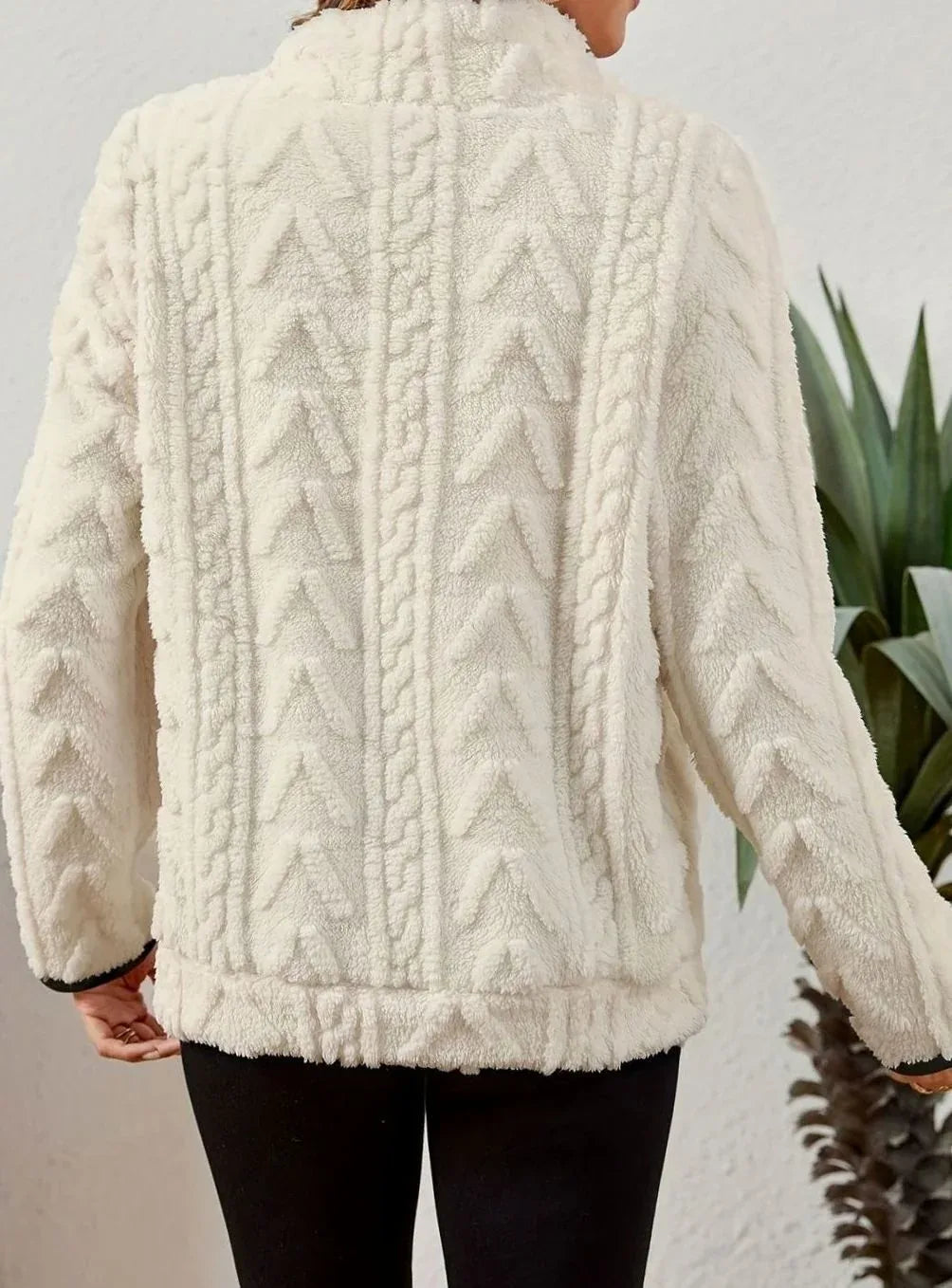 Cozy Fleece Half-Zip Sweater White.webp