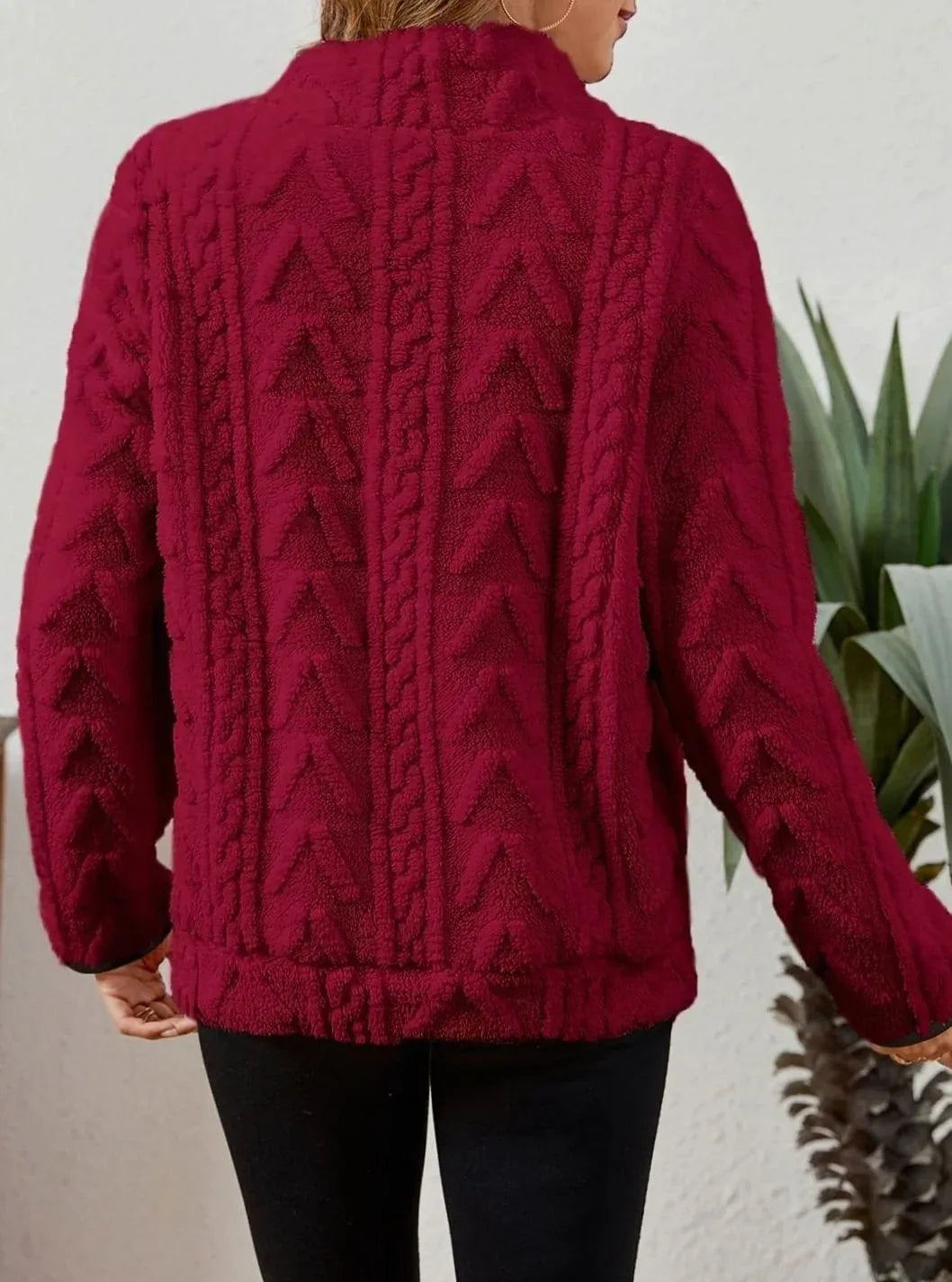 Cozy Fleece Half-Zip Sweater Red.webp