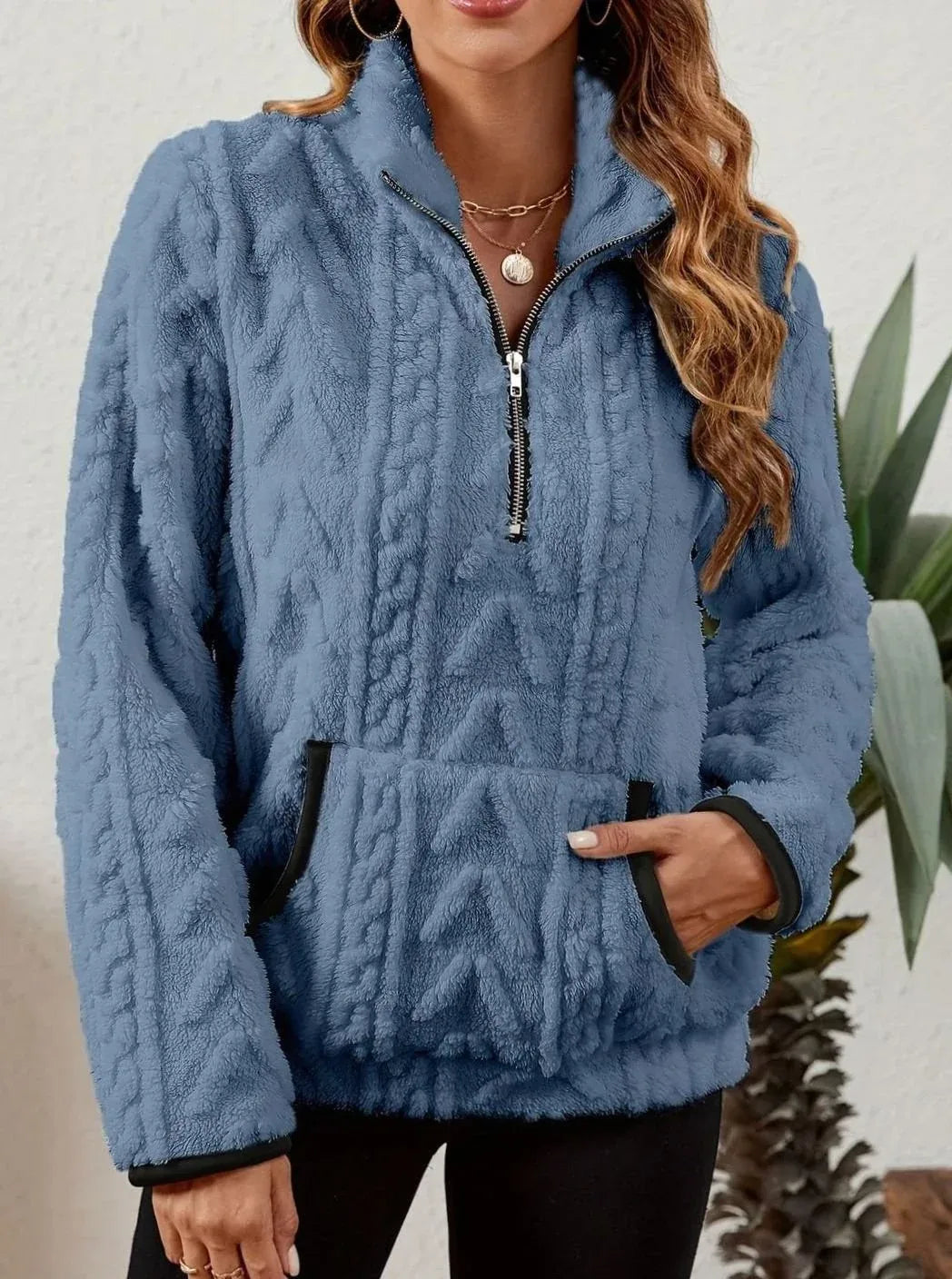 Cozy Fleece Half-Zip Sweater Blue4.webp