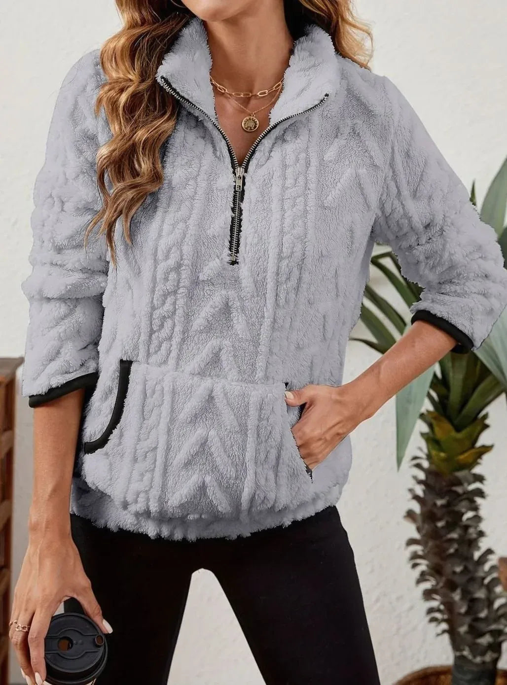 Cozy Fleece Half-Zip Sweater Grey2.webp
