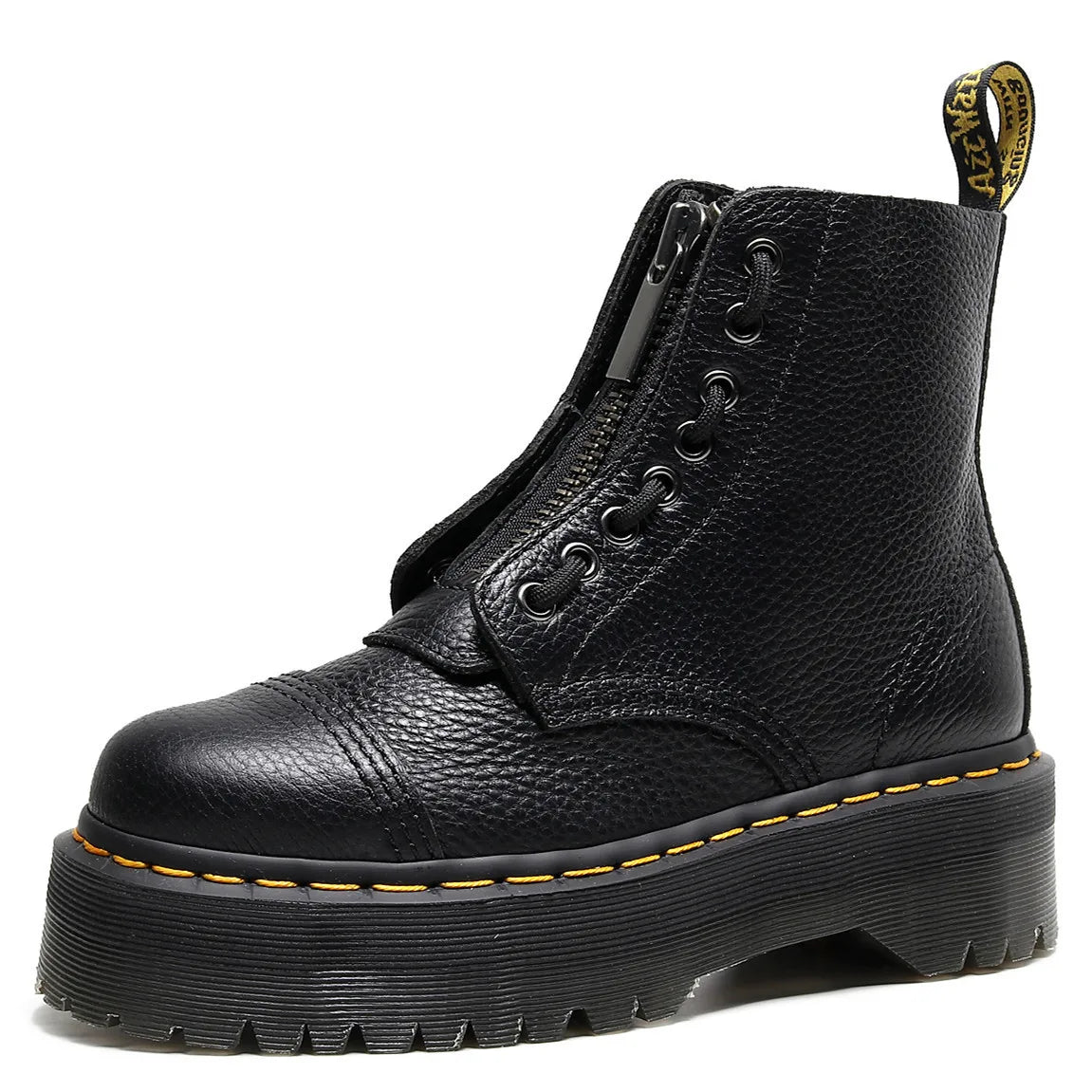 Rebekah | Women's Leather Platform Ankle Boots - Color:Black;Size:35