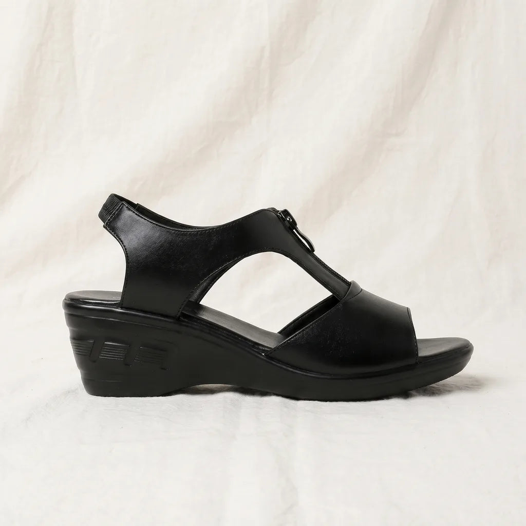 Black Dudley Wedge Peep-Toe Sandals (Copy) 4