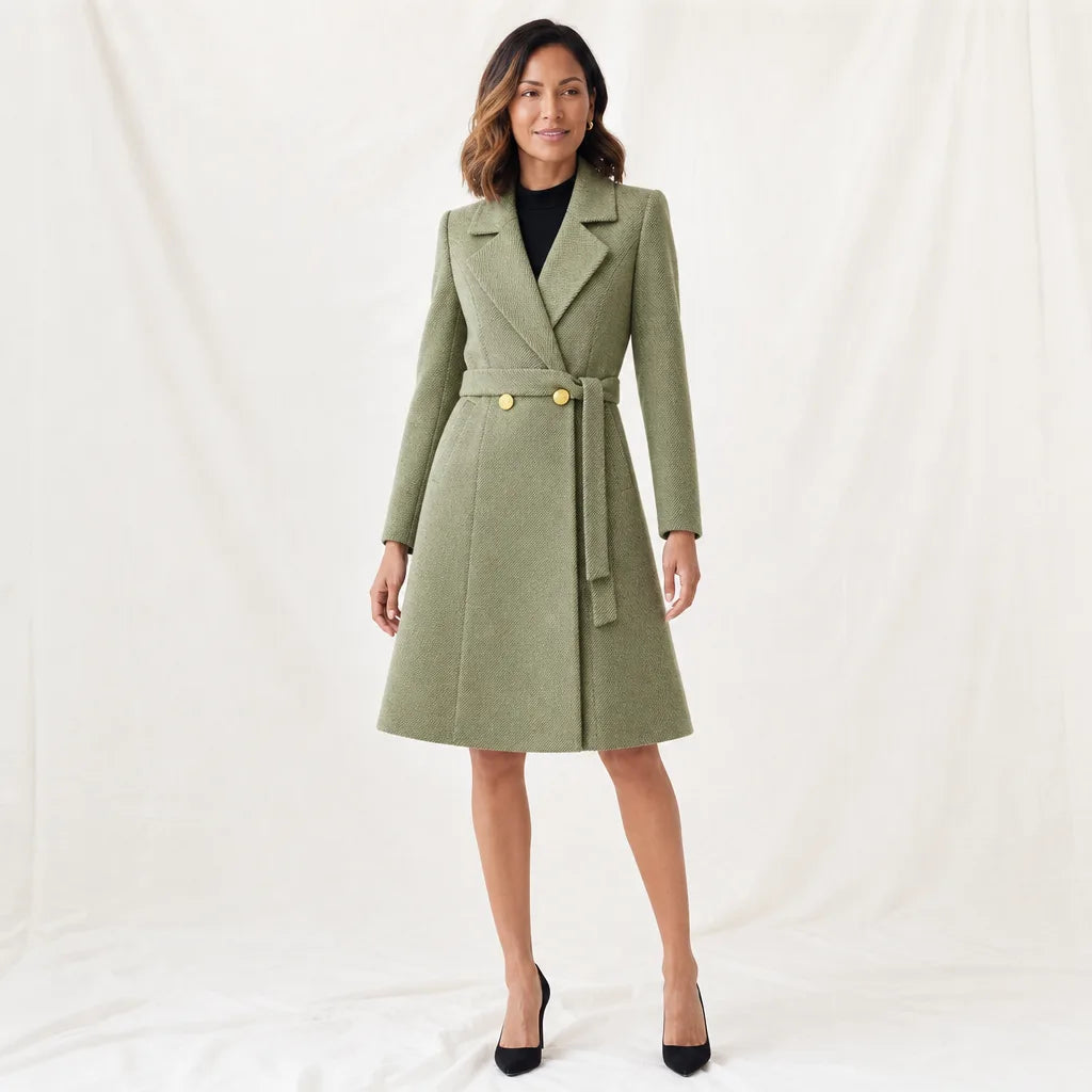 Rhett Long Coat Dress - Color:Green;Size:XS