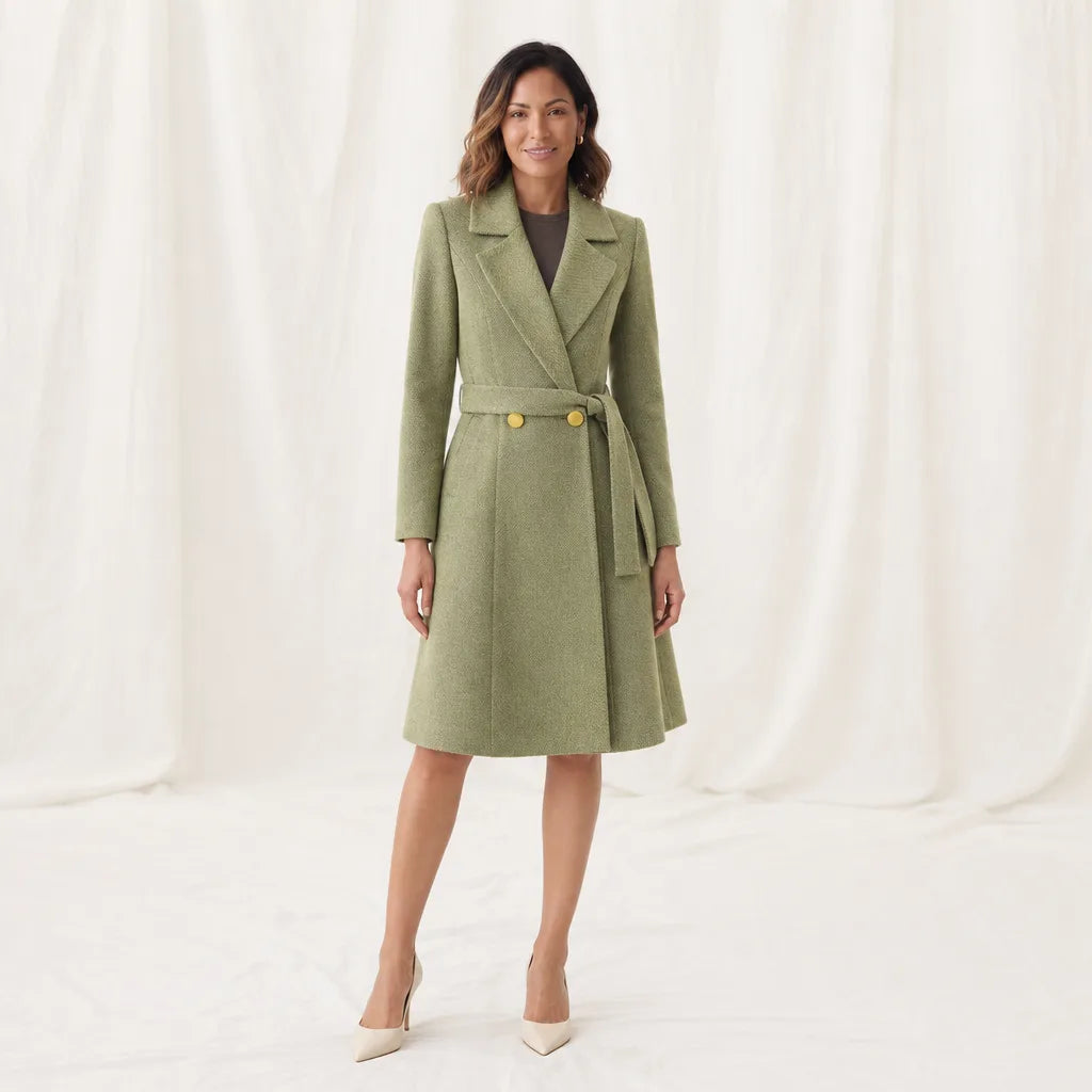 Women's Green Rhett Long Trench Coat