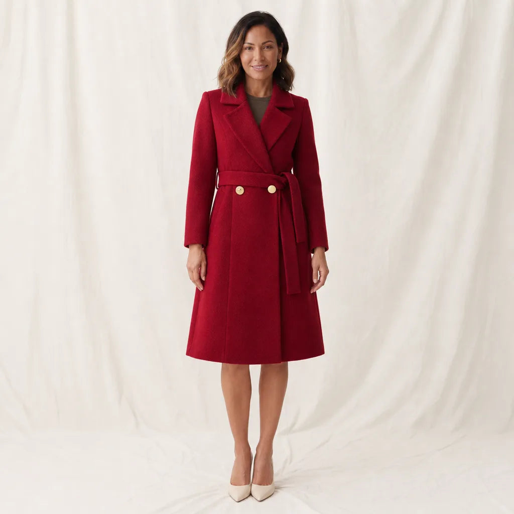 Rhett Long Coat Dress - Color:Red;Size:XS