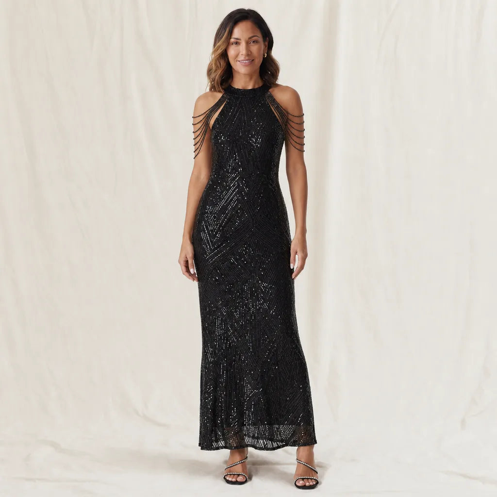 Rhian | Women's Sequin Dress - Color:Black;Size:XS