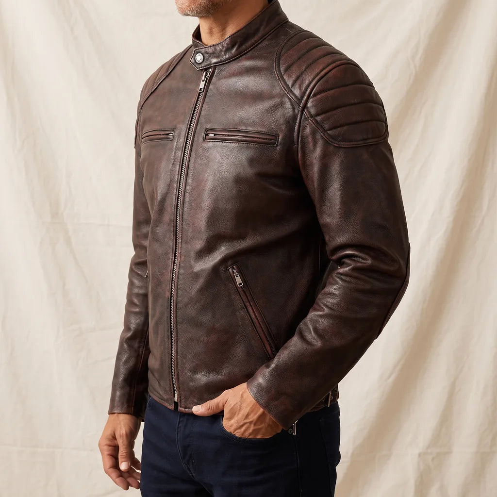 Men's Brown Ritchie Distressed Leather Jacket