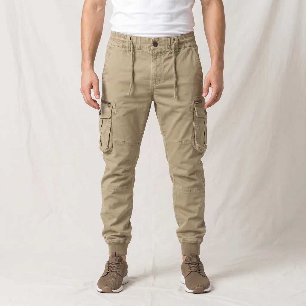 Roderick | Men's Cargo Trousers - Color:Beige;Size:28