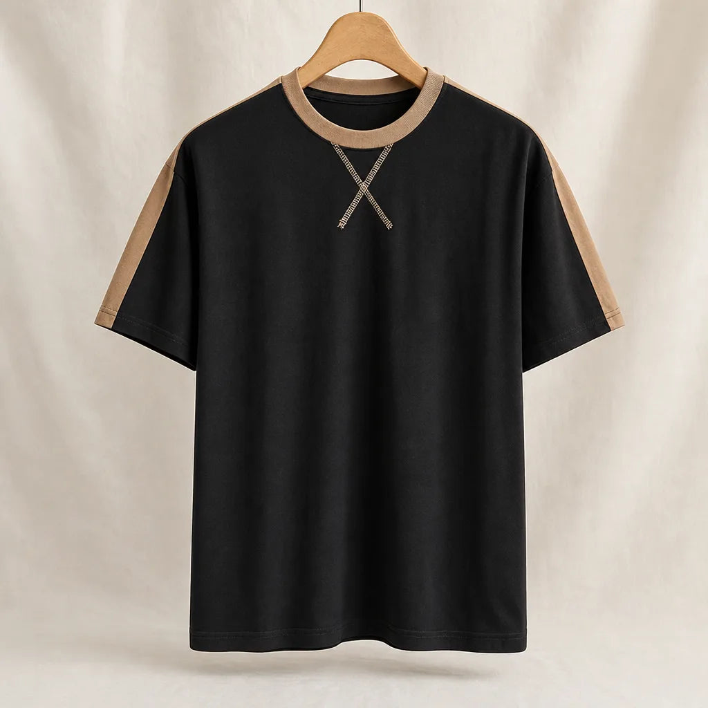 Roman Cotton T-Shirt - Color:Black;Size:S