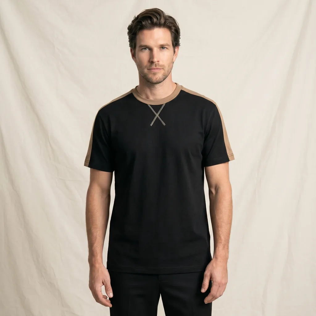 Men's Black Roman Cotton Oversized Tee