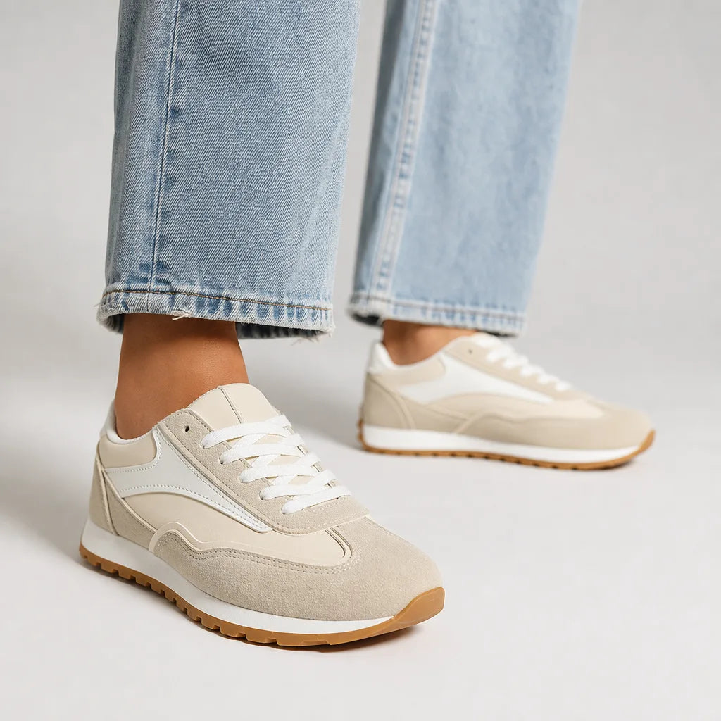 Rona Canvas Trainers - Color:Cream;Size:36
