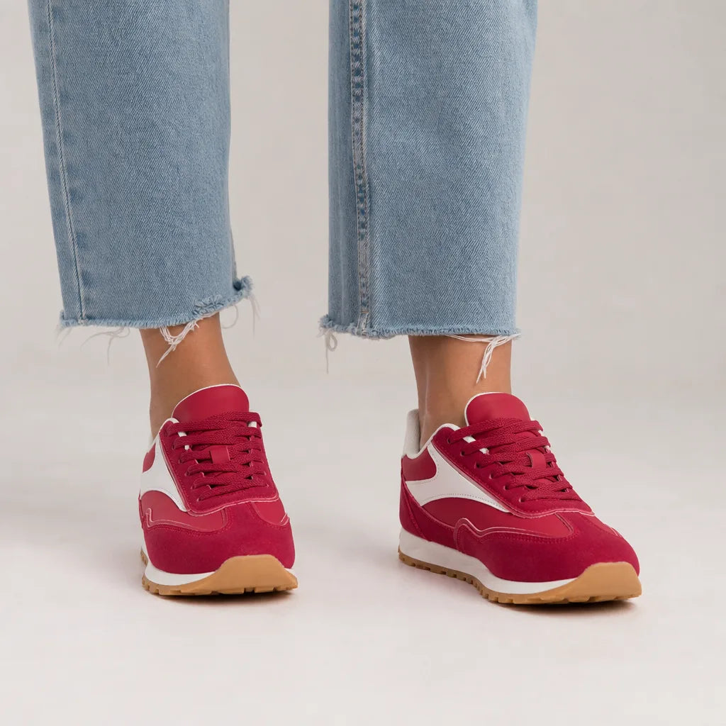 Rona Canvas Trainers - Color:Red;Size:36