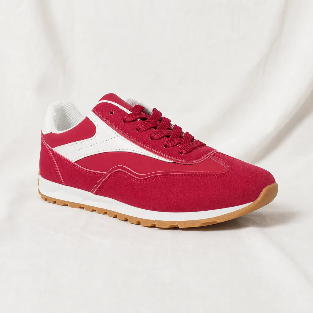 Women's Red Ronan Canvas Trainers