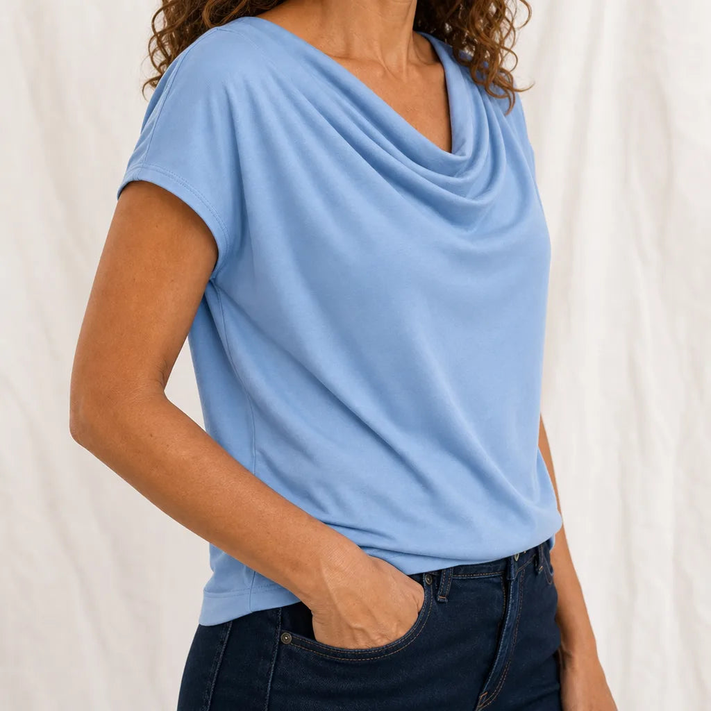 Women's Blue Pandora Cowl Neck Top