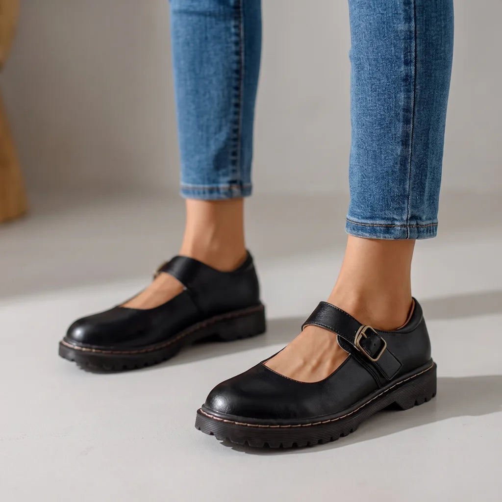Rosamund Mary Jane Shoes  - Color:Black;Size:35