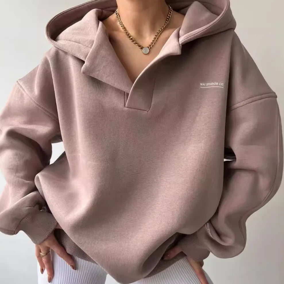 Rose Fleece Lined Hoodie - Color:Pink;Size:XS