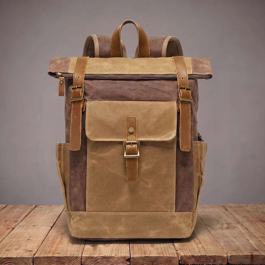 Rowley Canvas Backpack   - Color:Brown