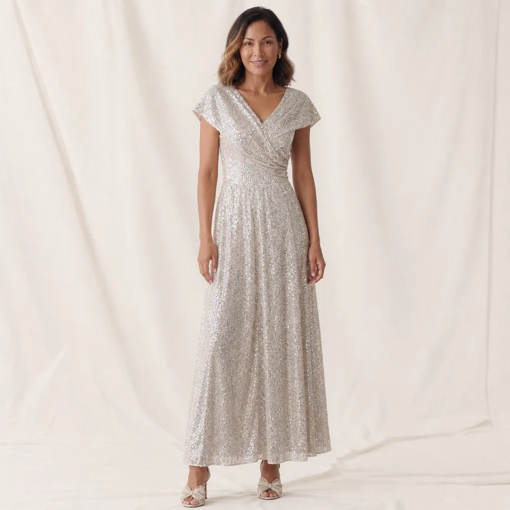 Roxbury | Women's Sequin Dress - Size:XS;Color:Champagne