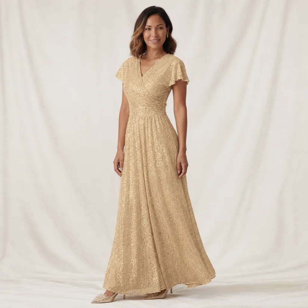 Roxbury | Women's Sequin Dress - Size:XS;Color:Gold