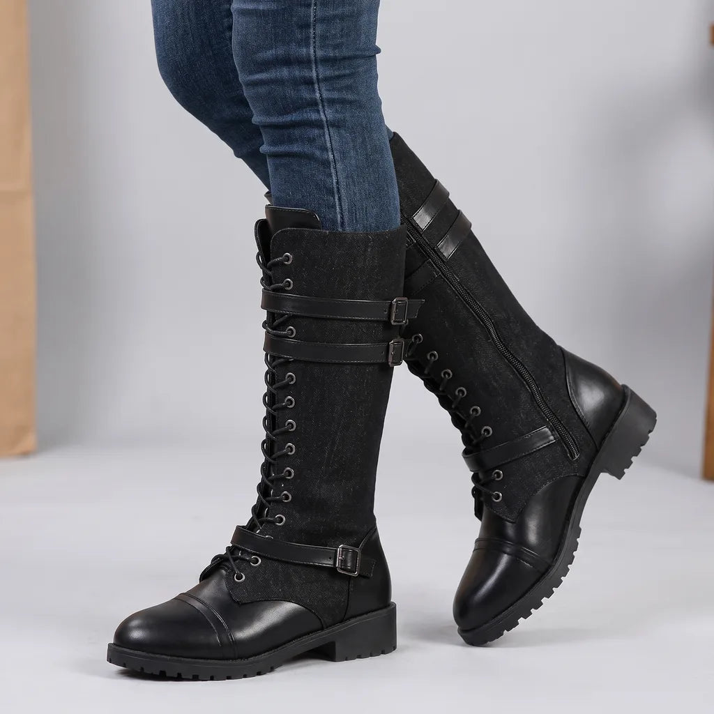 Ruby | Women's Orthopaedic Lace-Up Riding Boots - Color:Black;Size:35