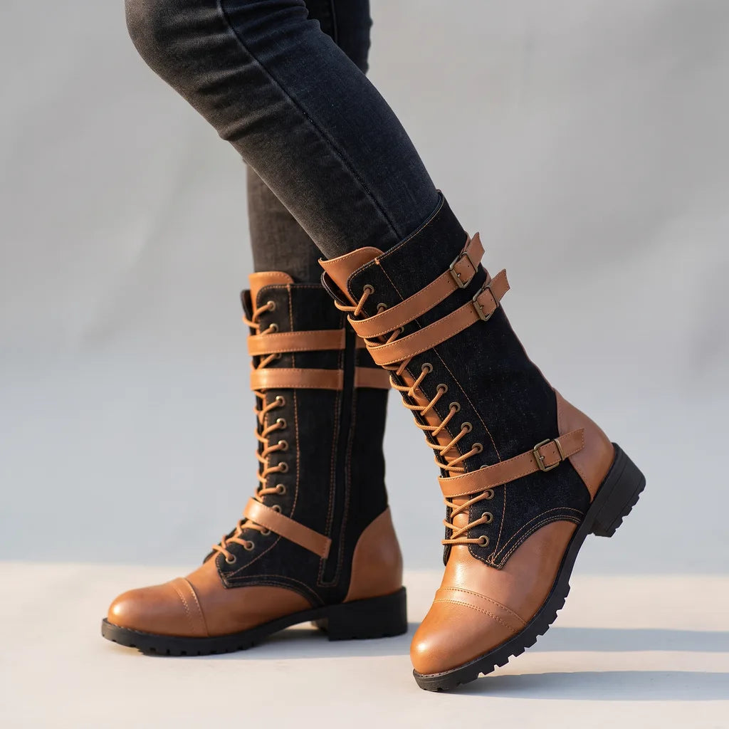 Ruby | Women's Orthopaedic Lace-Up Riding Boots - Color:Black Yellow;Size:35