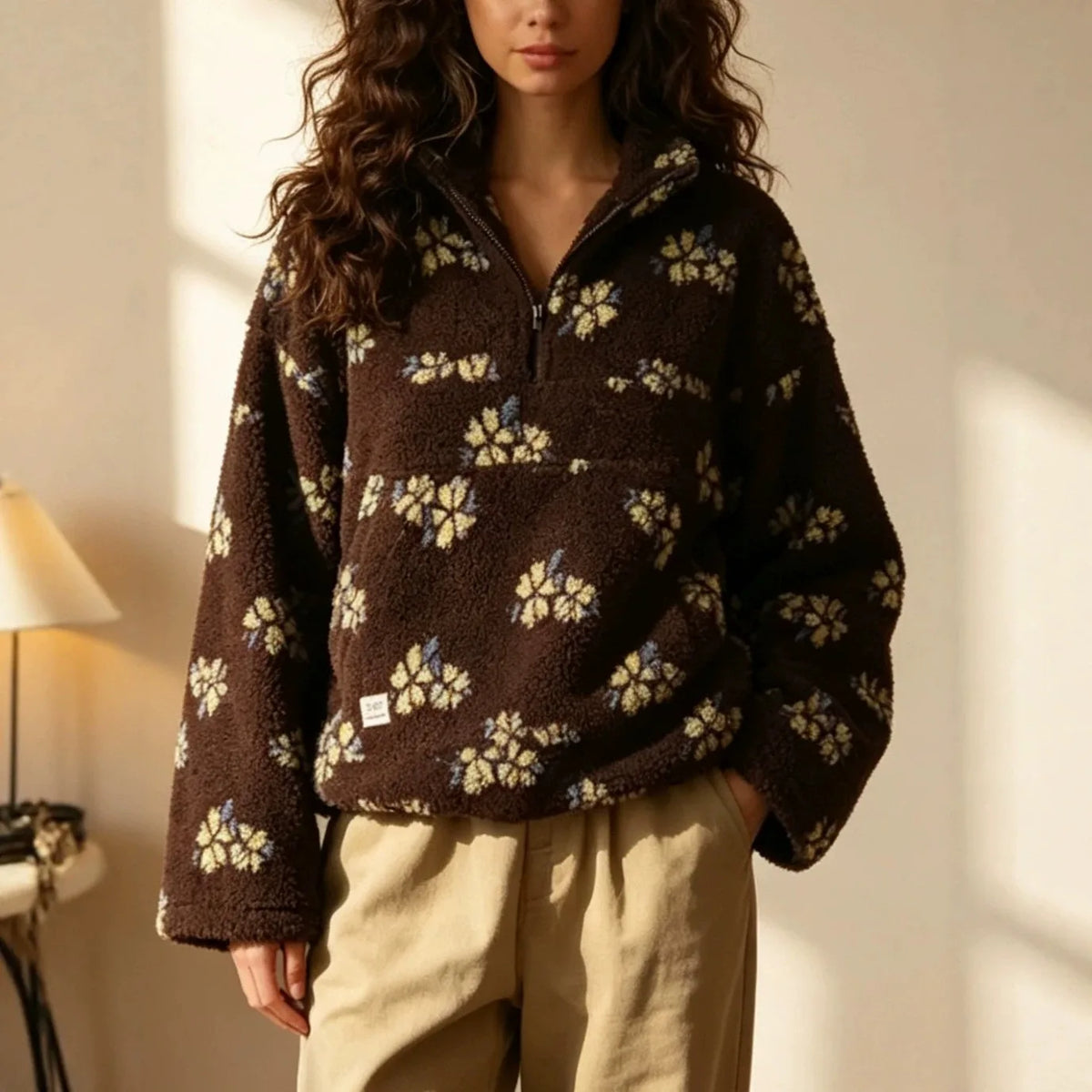 Ruby | Women's Quarter Zip Jumper - Color:Brown;Size:XS