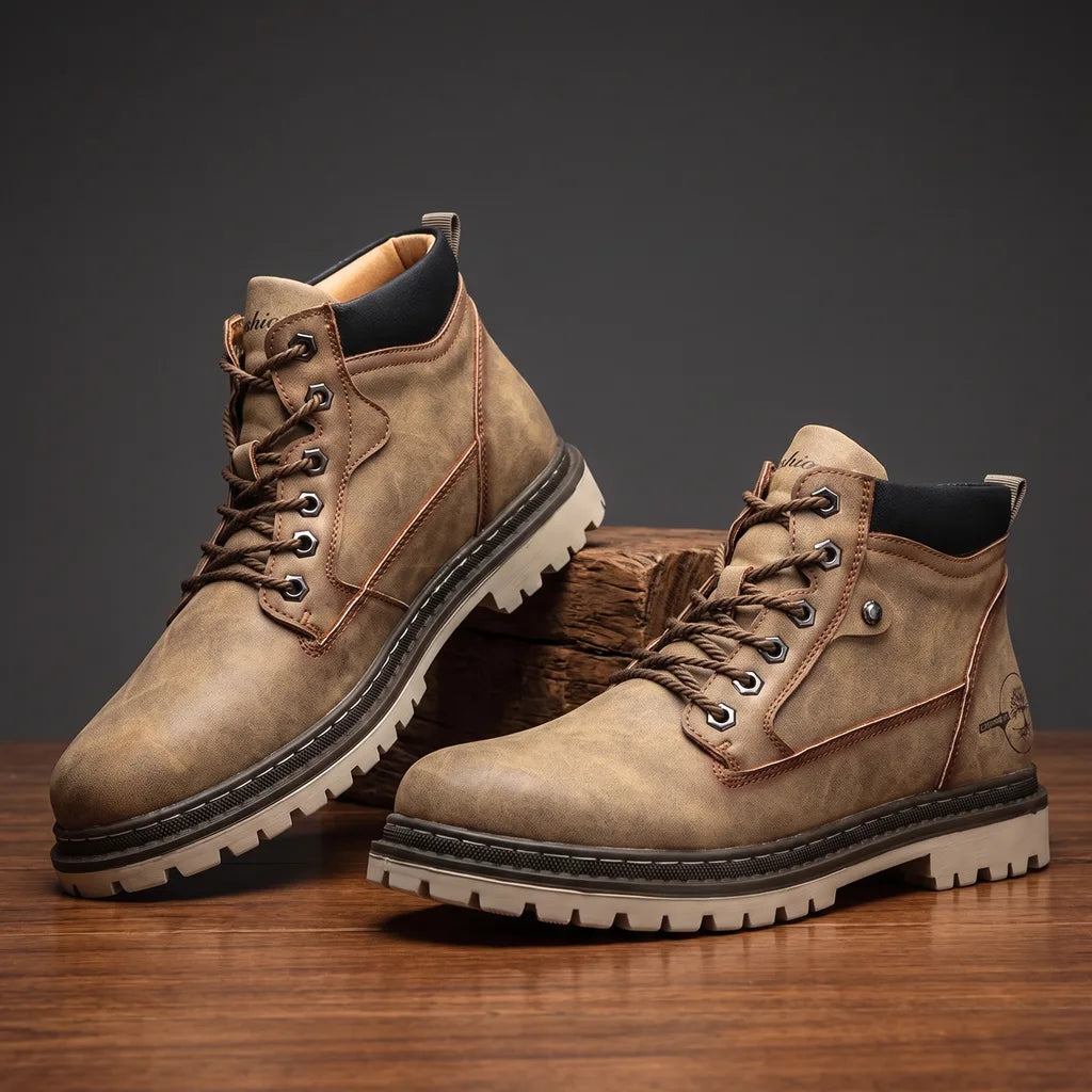 Ryland Lace Up Boots - Color:Beige;Size:38