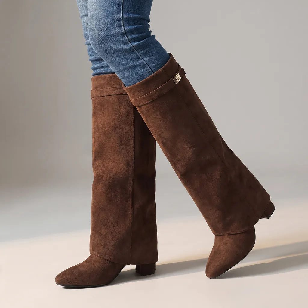 Sadie Knee High Boots - Color:Brown;Size:35