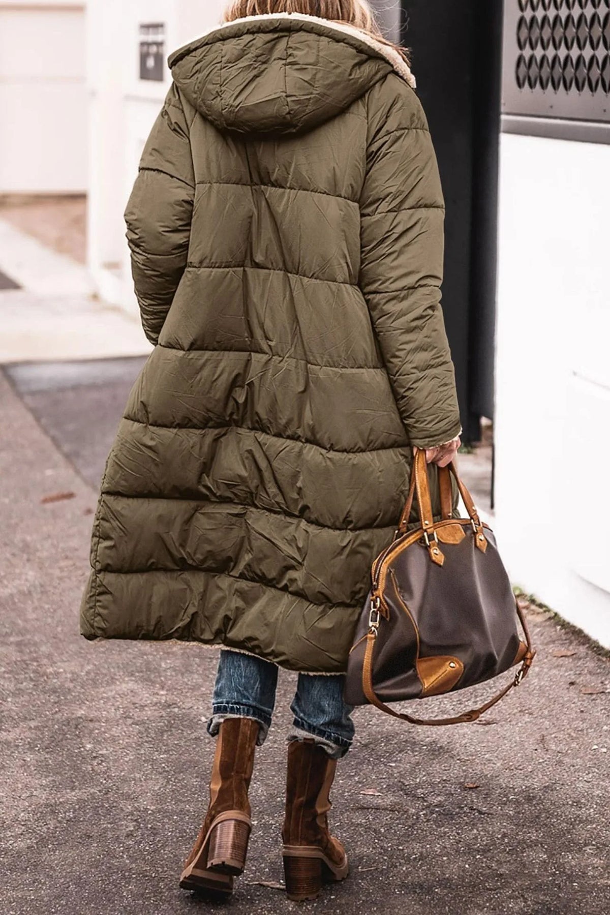 Sadie | Women's Hooded Padded Jacket - Color:Army Green;Size:XS