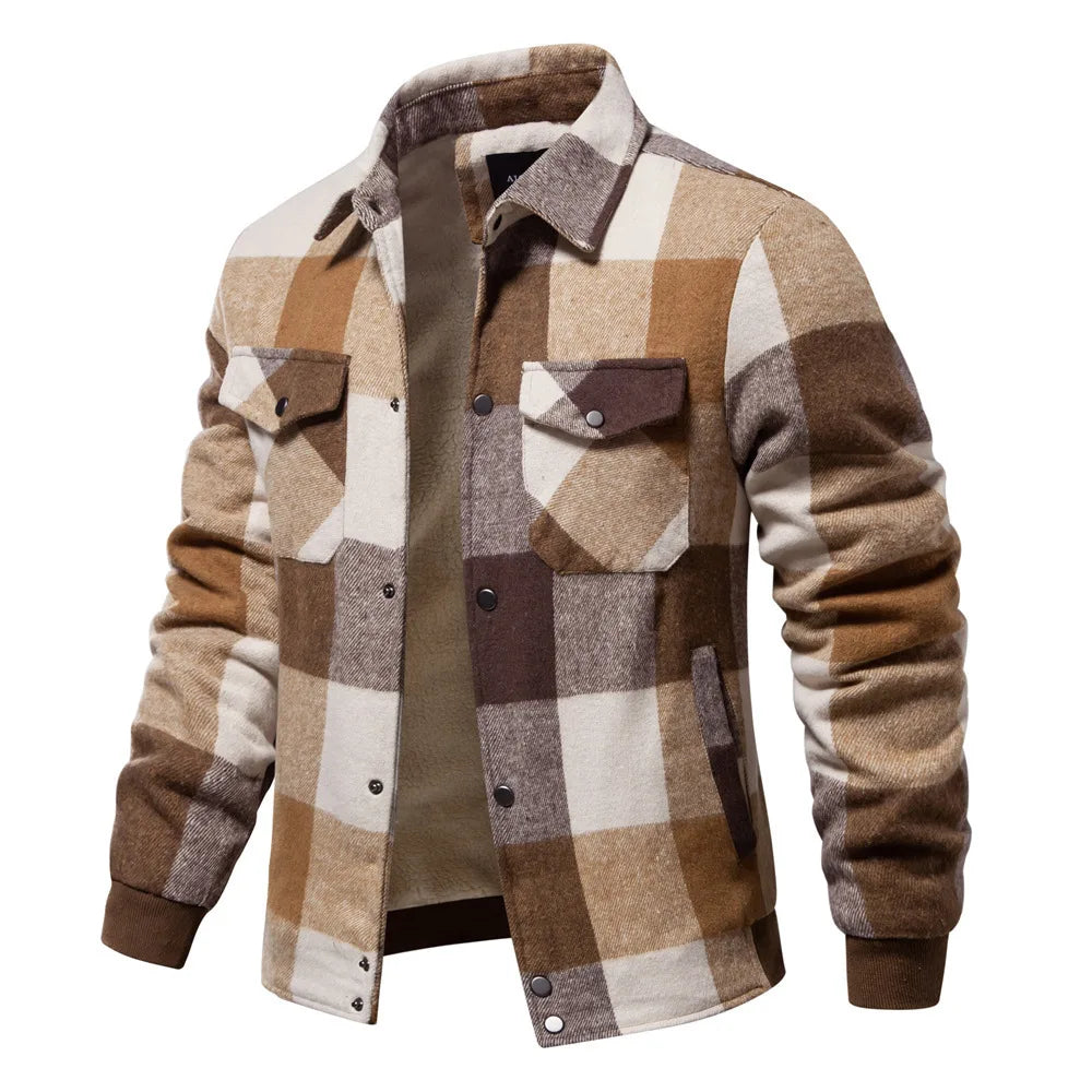 Sawyer | Rugged Check Shirt Jacket - Color:Khaki;Size:XS