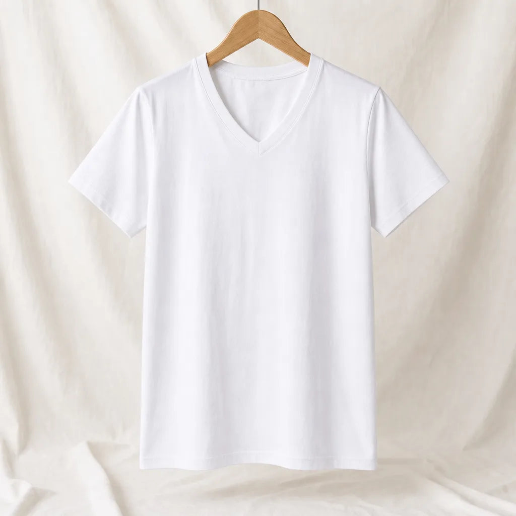 Scarlett Cotton V-Neck T-Shirt - Color:White;Size:XS