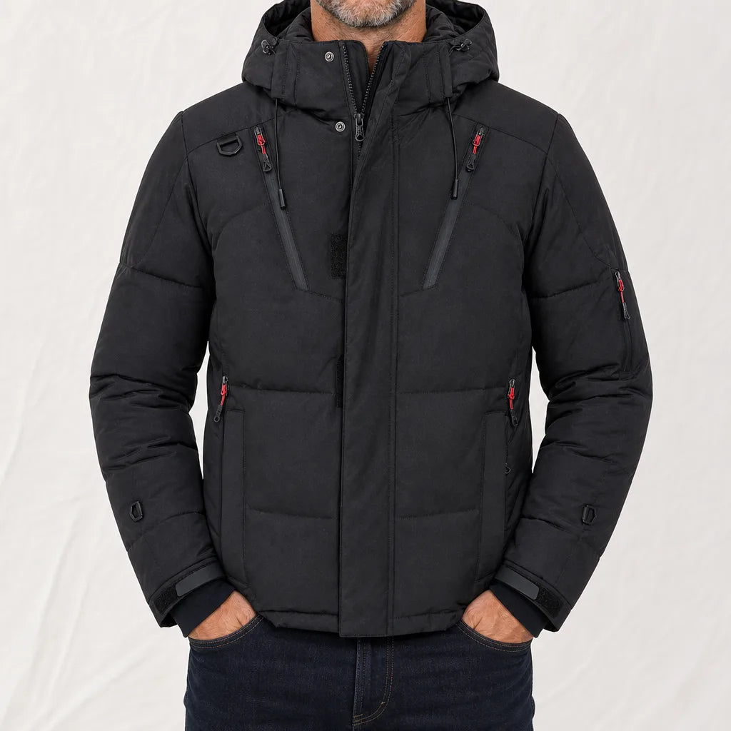 Sean Hooded Puffer Jacket - Color:Black;Size:S