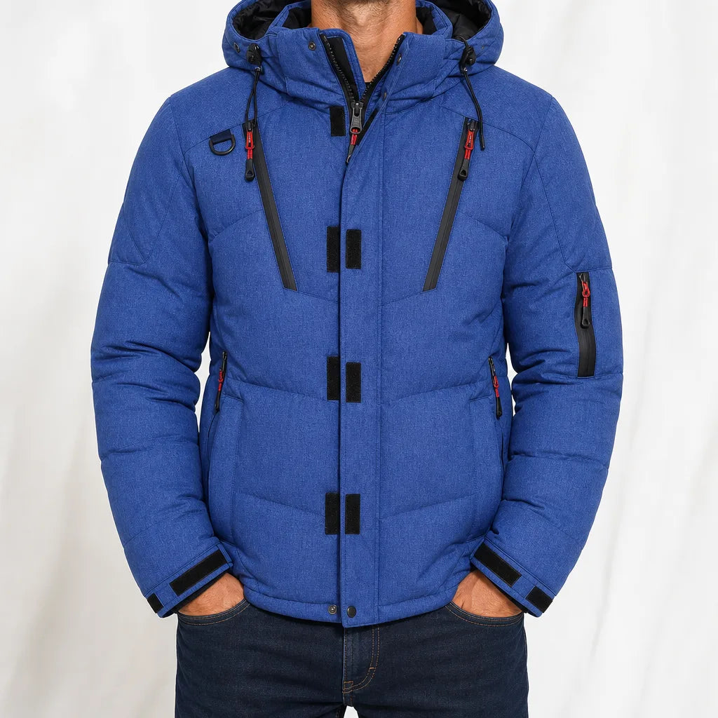 Sean Hooded Puffer Jacket - Color:Blue;Size:S