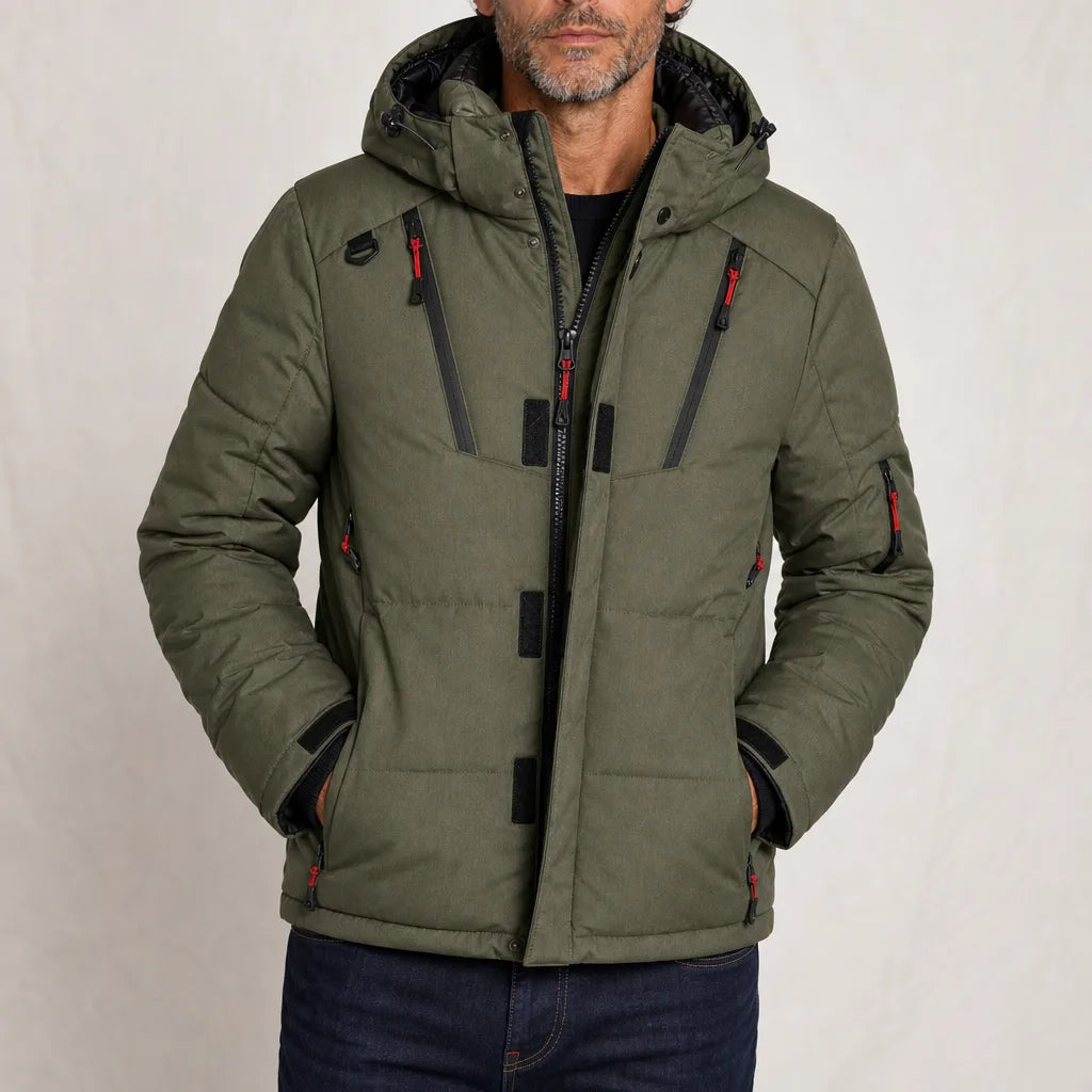 Sean Hooded Puffer Jacket - Color:Green;Size:S