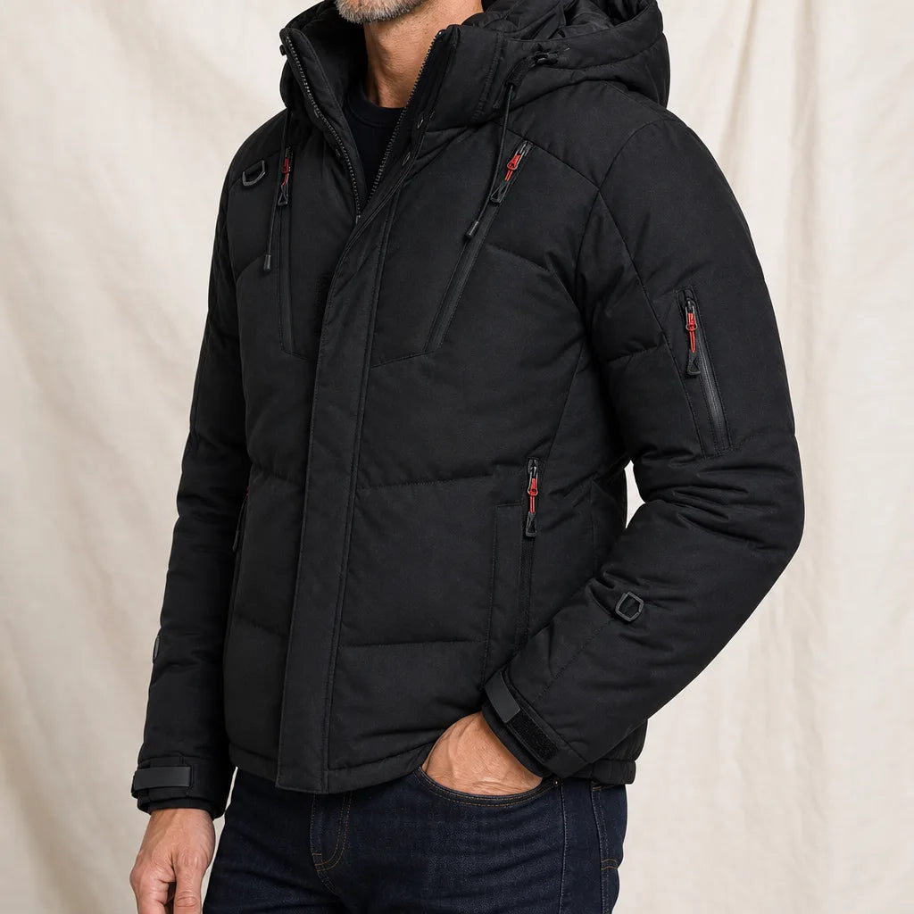Men's Black Scarlett Hooded Puffer Jacket