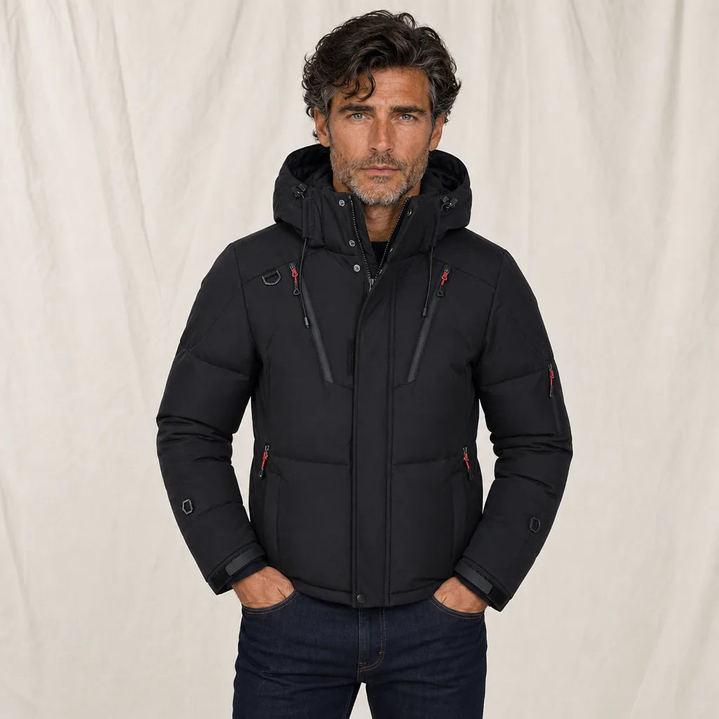 Men's Black Scarlett Hooded Puffer Jacket