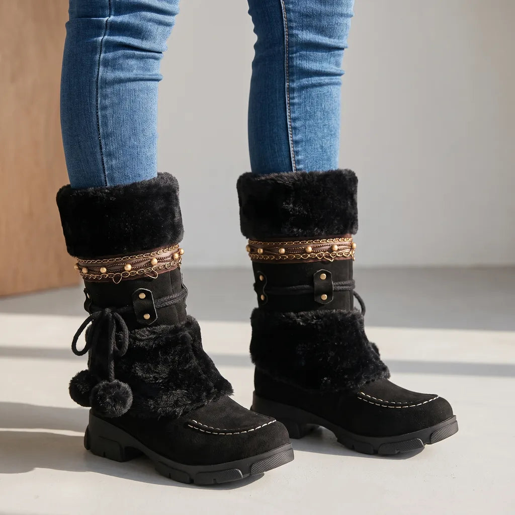 Seraphina Boho Winter Boots - Color:Black;Size:35