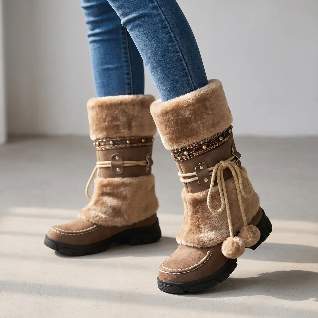 Seraphina Boho Winter Boots - Color:Brown;Size:35