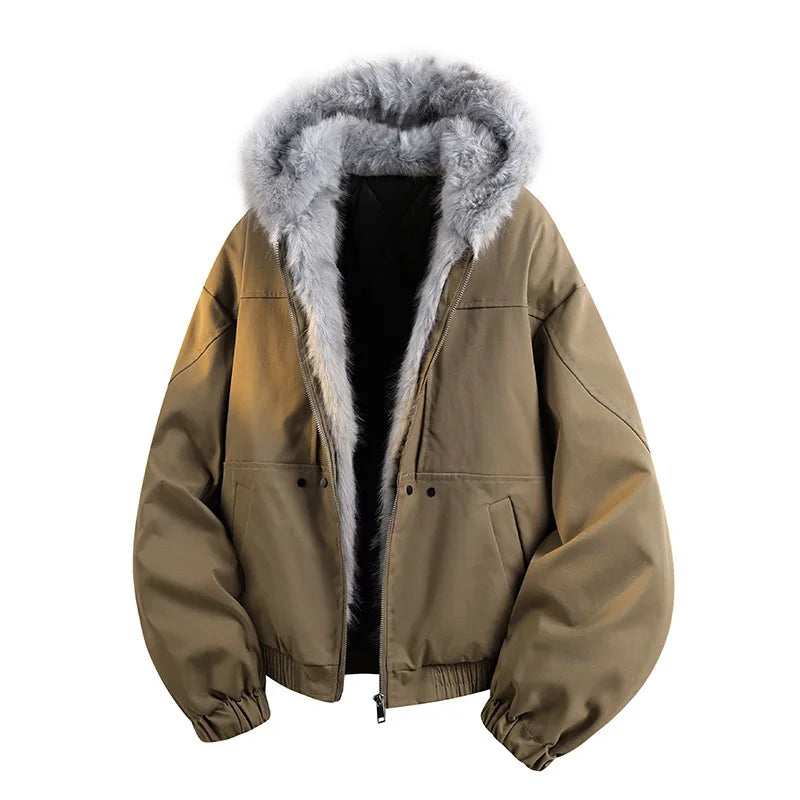 Shelby Meadows | Women's Faux Fur Hooded Bomber Coat - Color:Brown;Size:XS