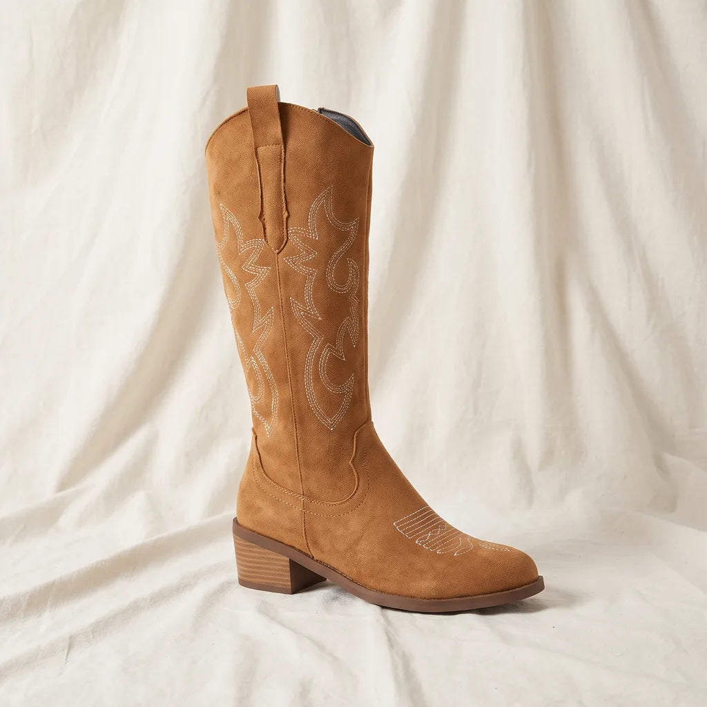 Women's Brown Wells Embroidered Western Boots