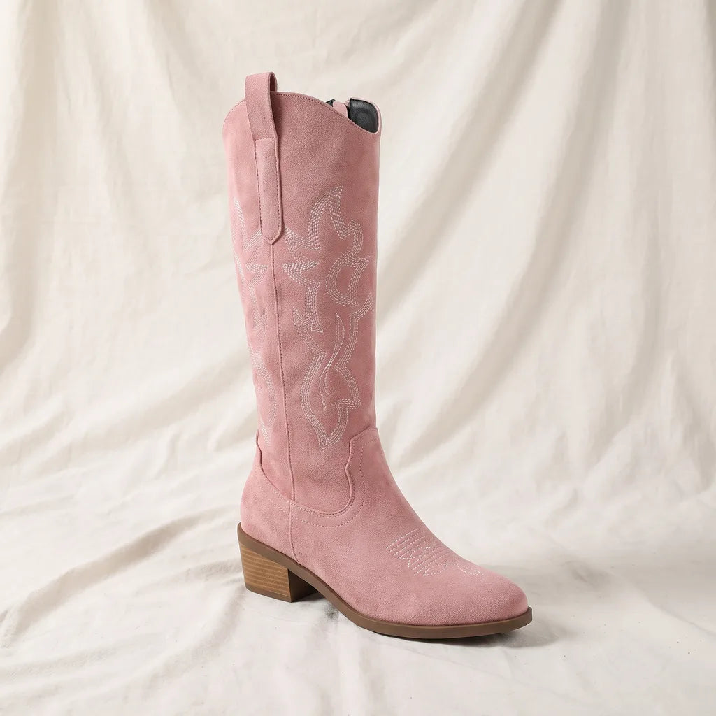 Women's Pink Wells Embroidered Western Boots