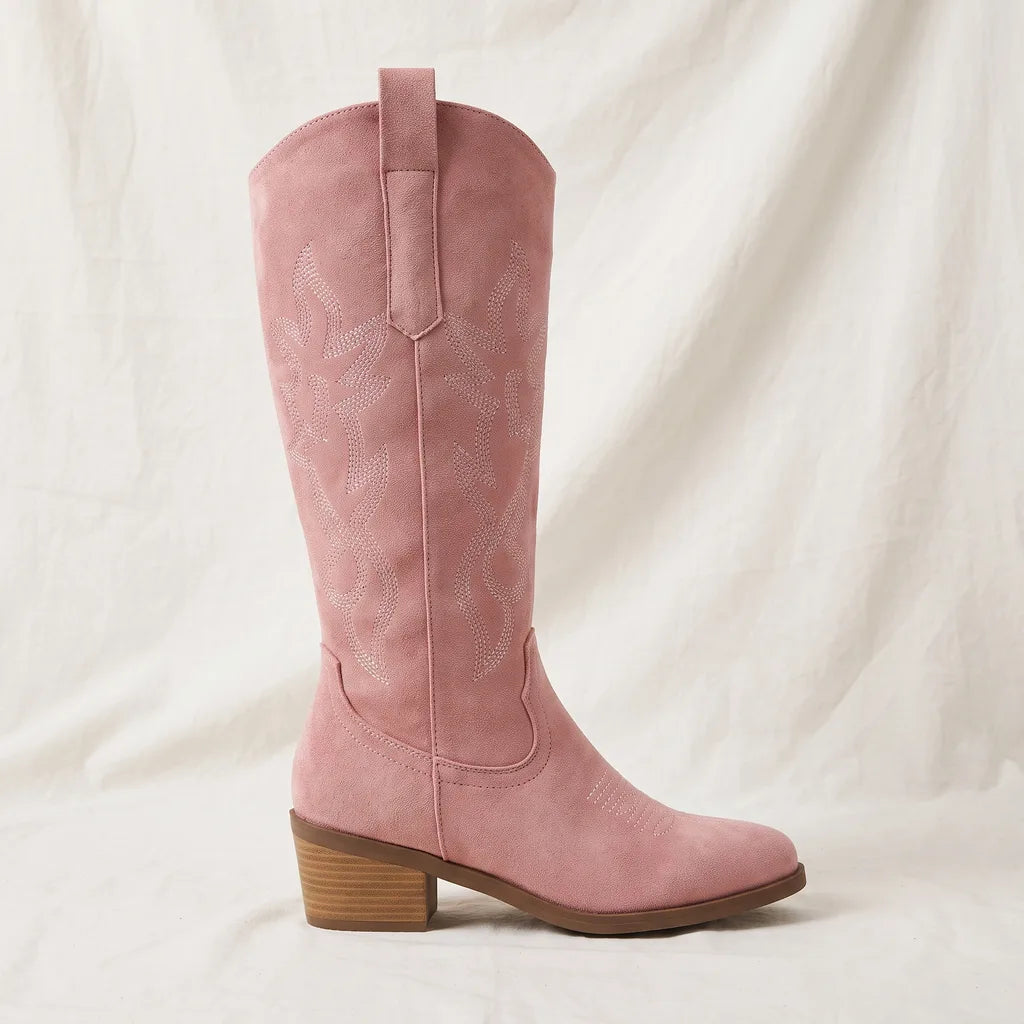 Women's Pink Wells Embroidered Western Boots