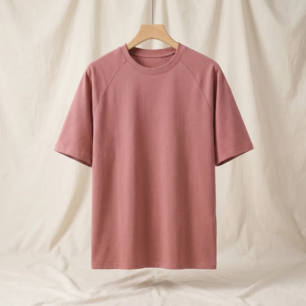 Shelden Solid Cotton T-Shirt - Color:Red;Size:M